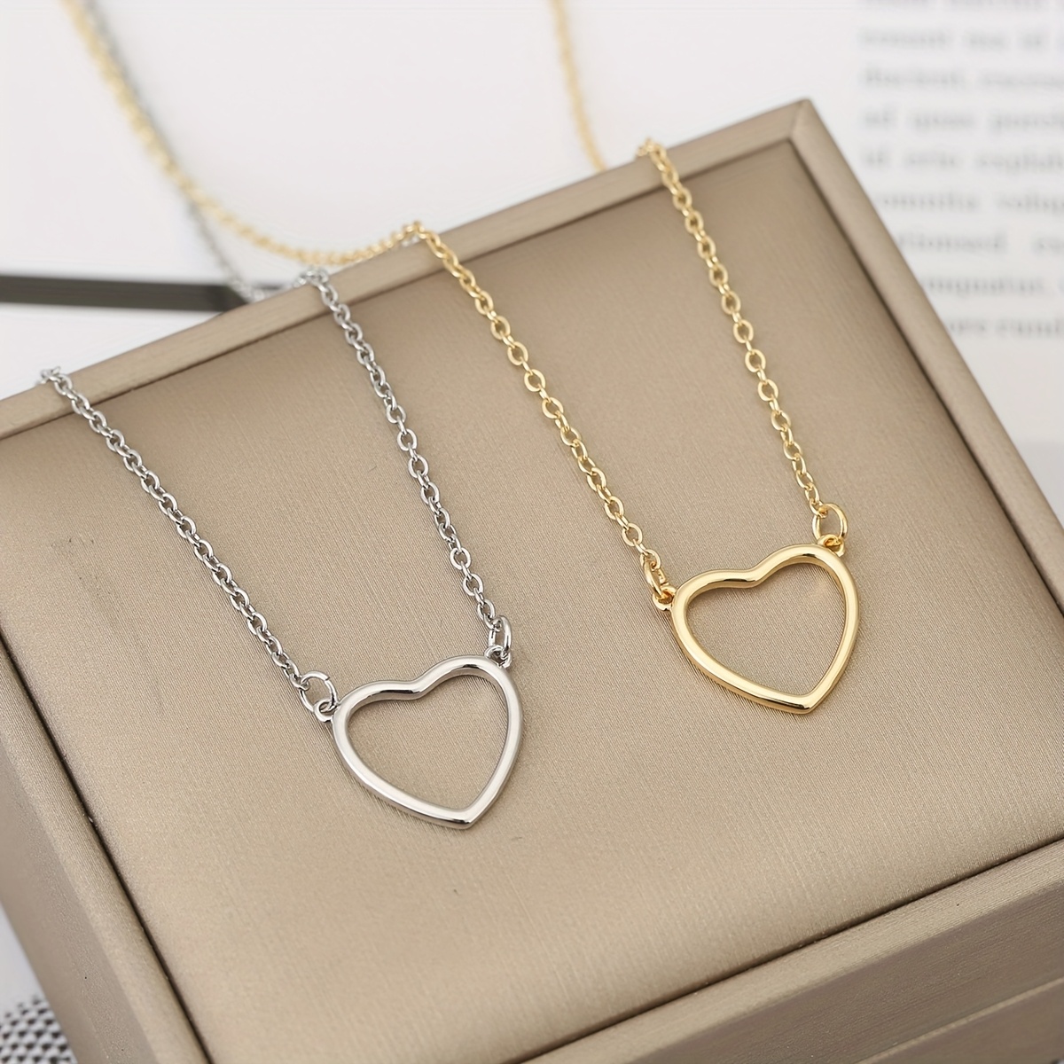 Interlocking Heart Pendant Necklace 14K Golden Plated Unisex Jewelry